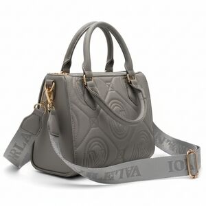 Valentino Orlandi Light Gray Embossed Crossbody Satchel